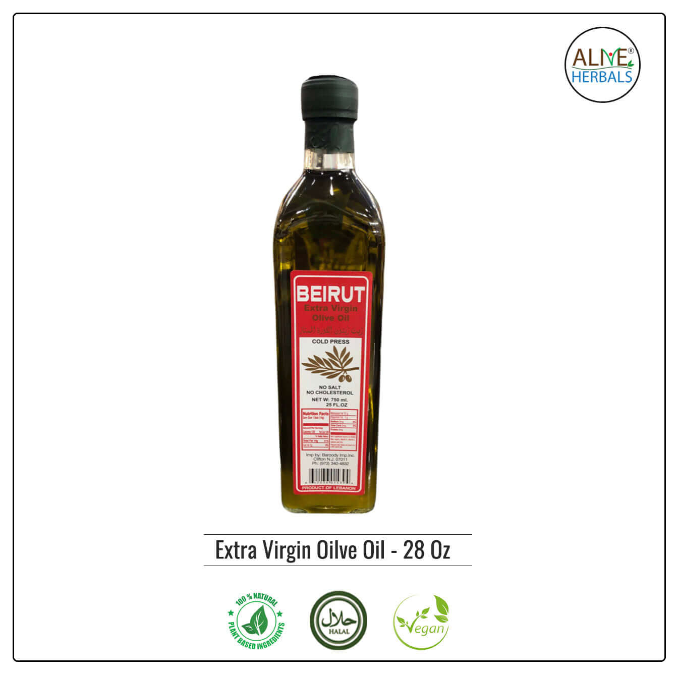 Extra Virgin Olive Oil - Beirut - Buy at Natural Food Store | Alive Herbals.