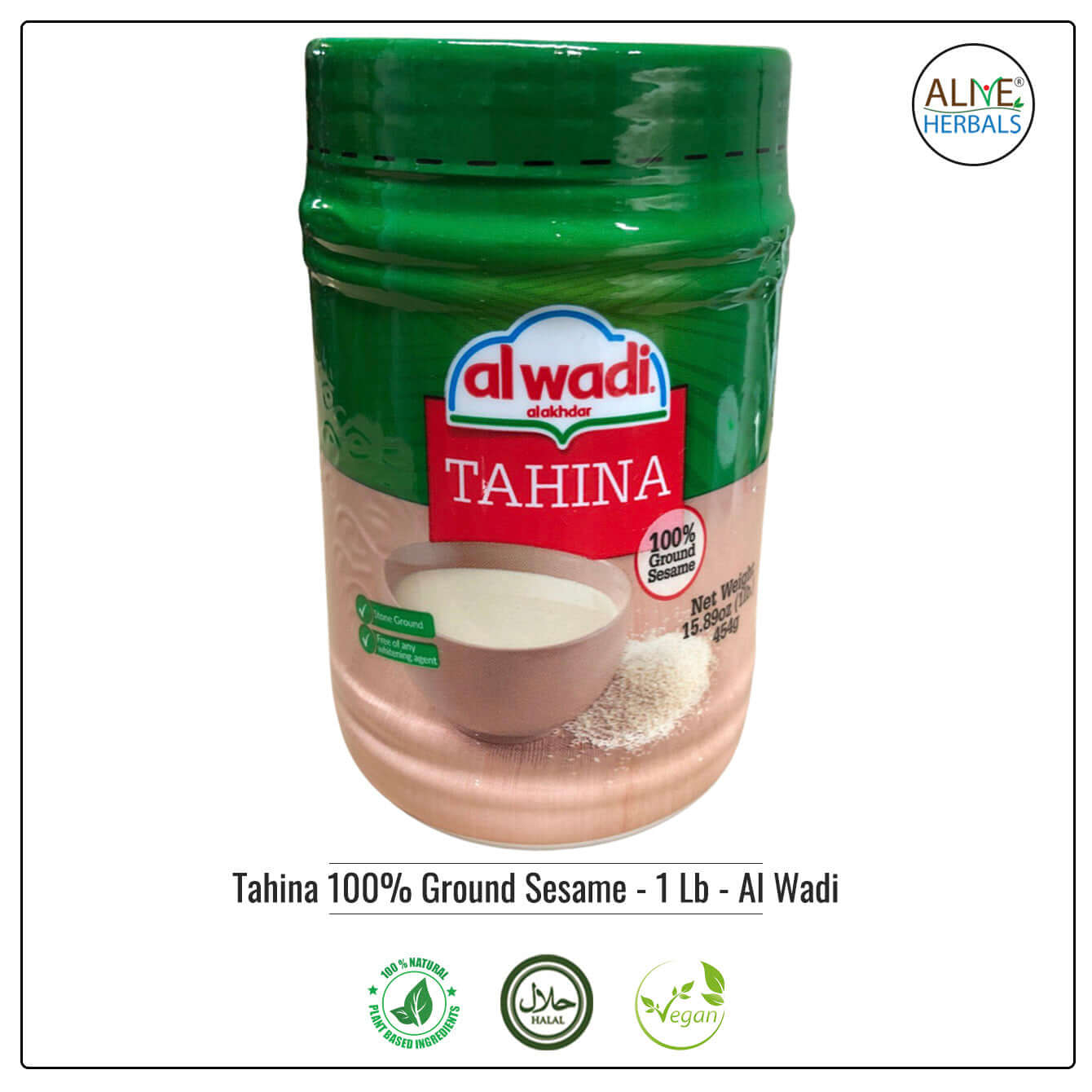 Tahina 100% Ground Sesame - Al Wadi - Buy at Natural Food Store | Alive Herbals.