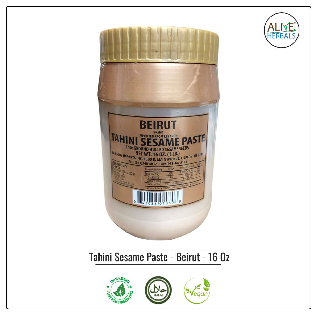 Tahini Sesame Paste - Beirut - Buy at Natural Food Store | Alive Herbals.