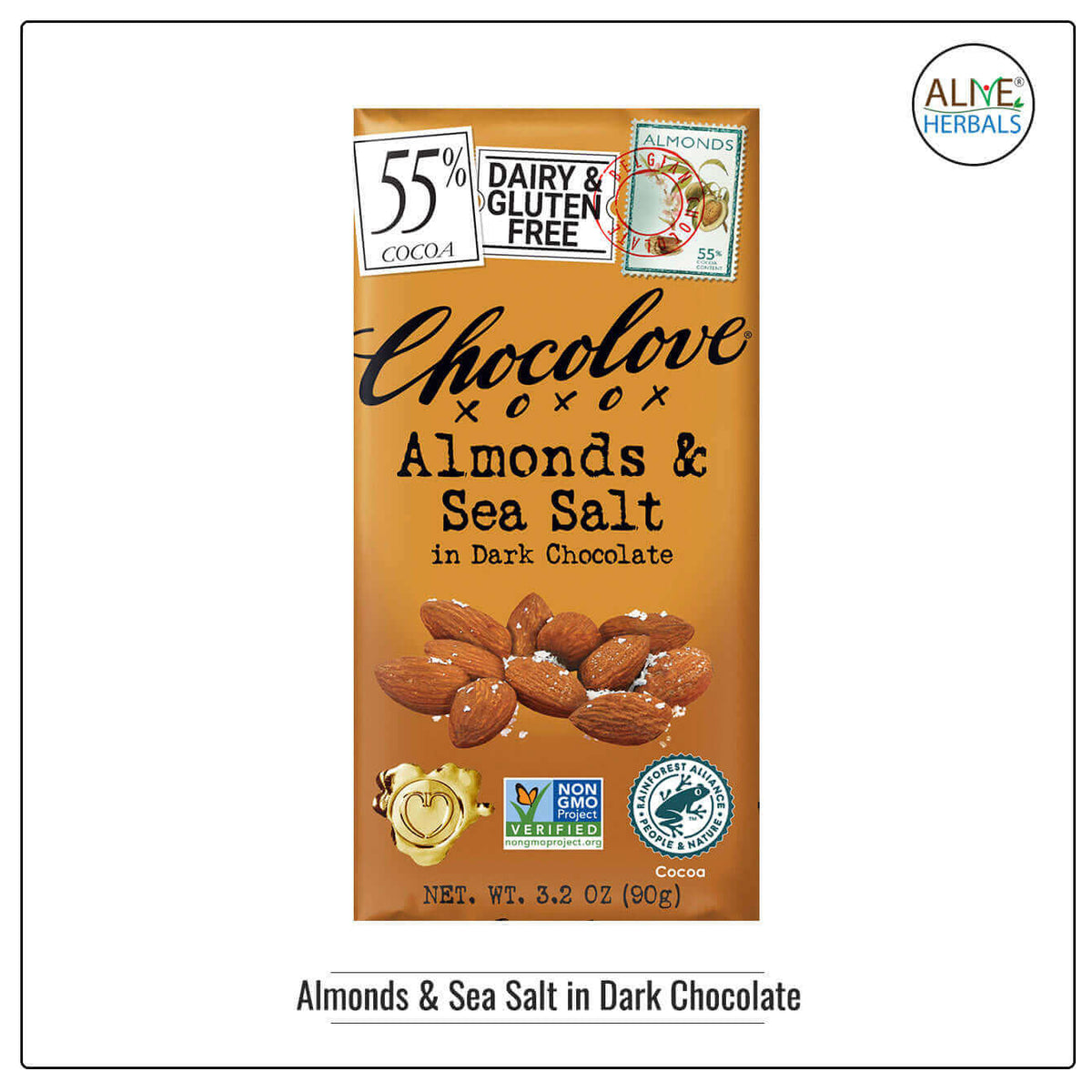 Almonds &amp; Sea Salt in Dark Chocolate - Buy at Natural Food Store | Alive Herbals.