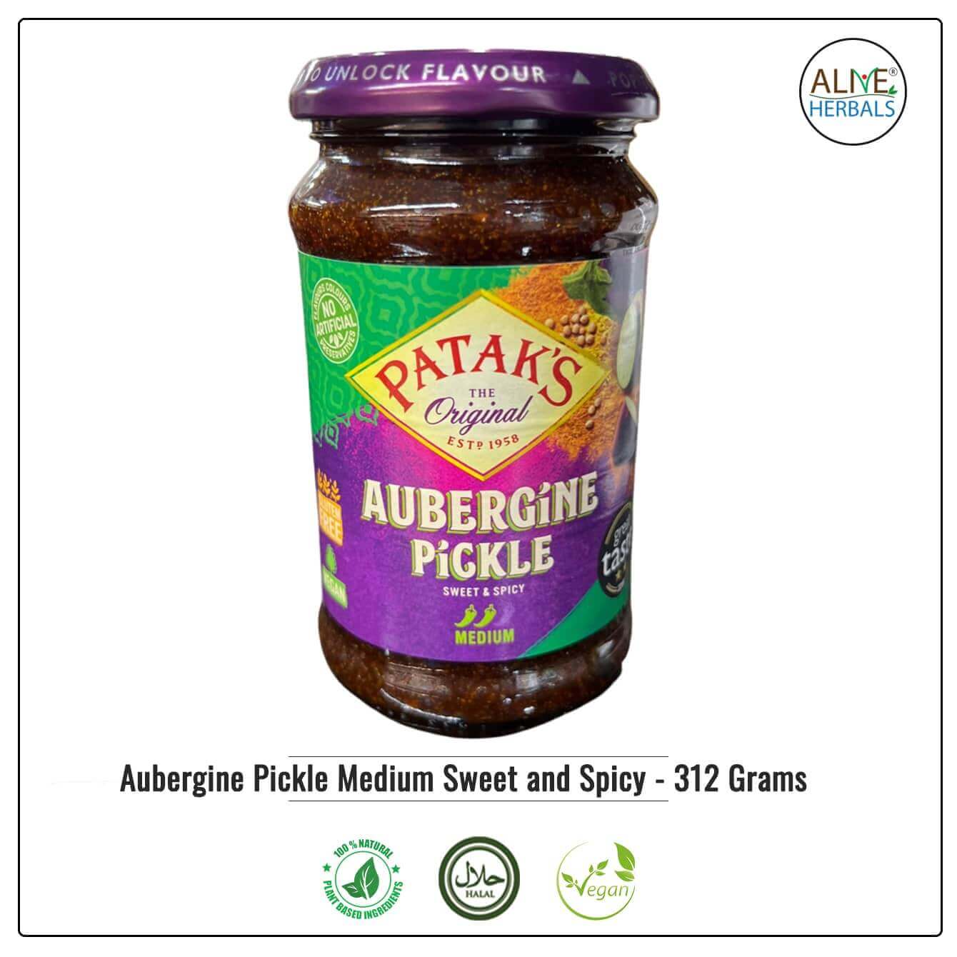 Aubergine Pickle Medium Sweet and Spicy - Alive Herbals