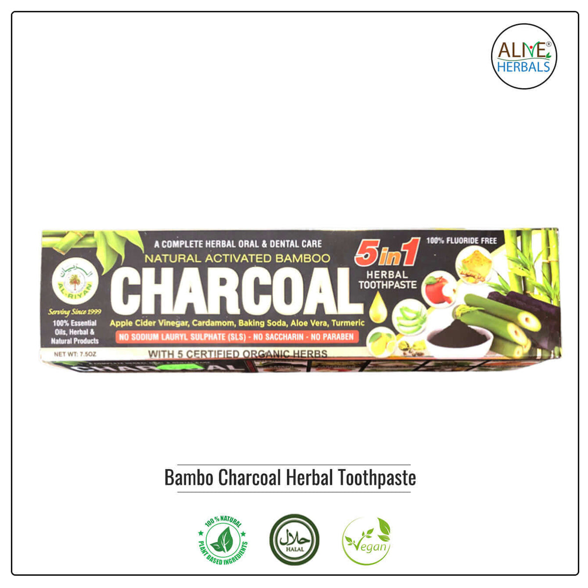 Bamboo Charcoal Herbal Toothpaste - Buy at Natural Food Store | Alive Herbals.
