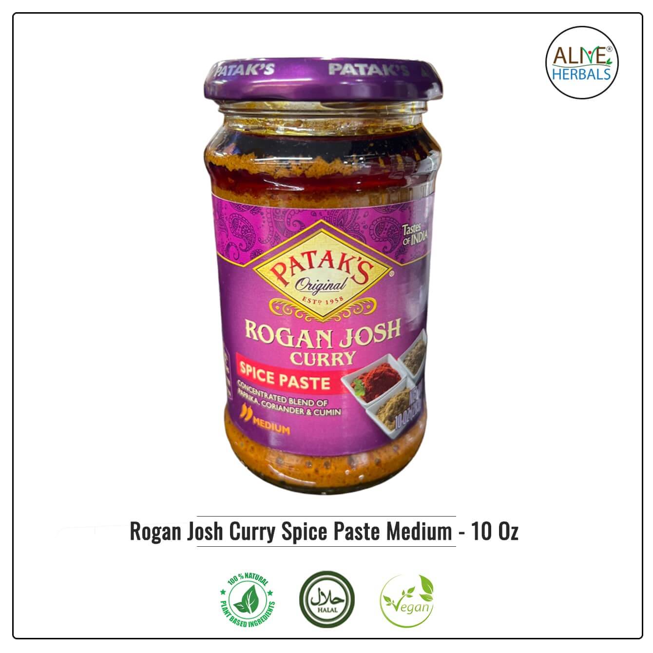 Rogan Josh Curry Spice Paste Medium - Alive Herbals