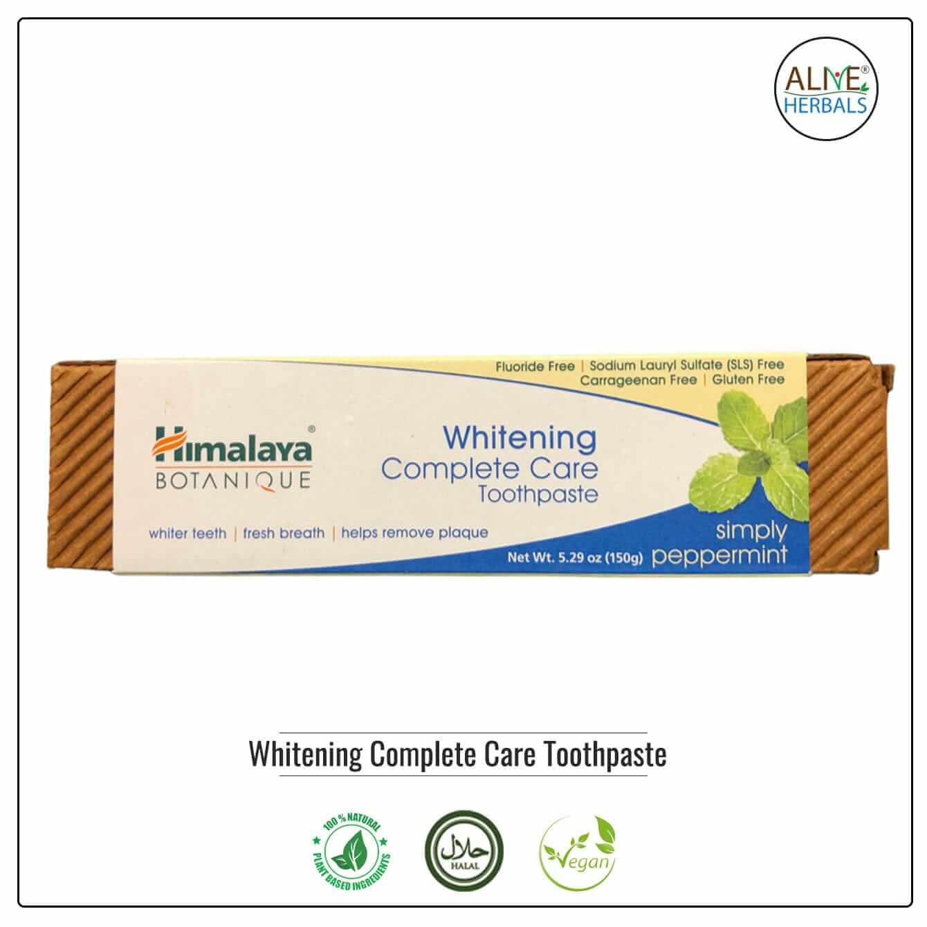 Whitening Complete Care Toothpaste  - Buy at Natural Food Store | Alive Herbals.